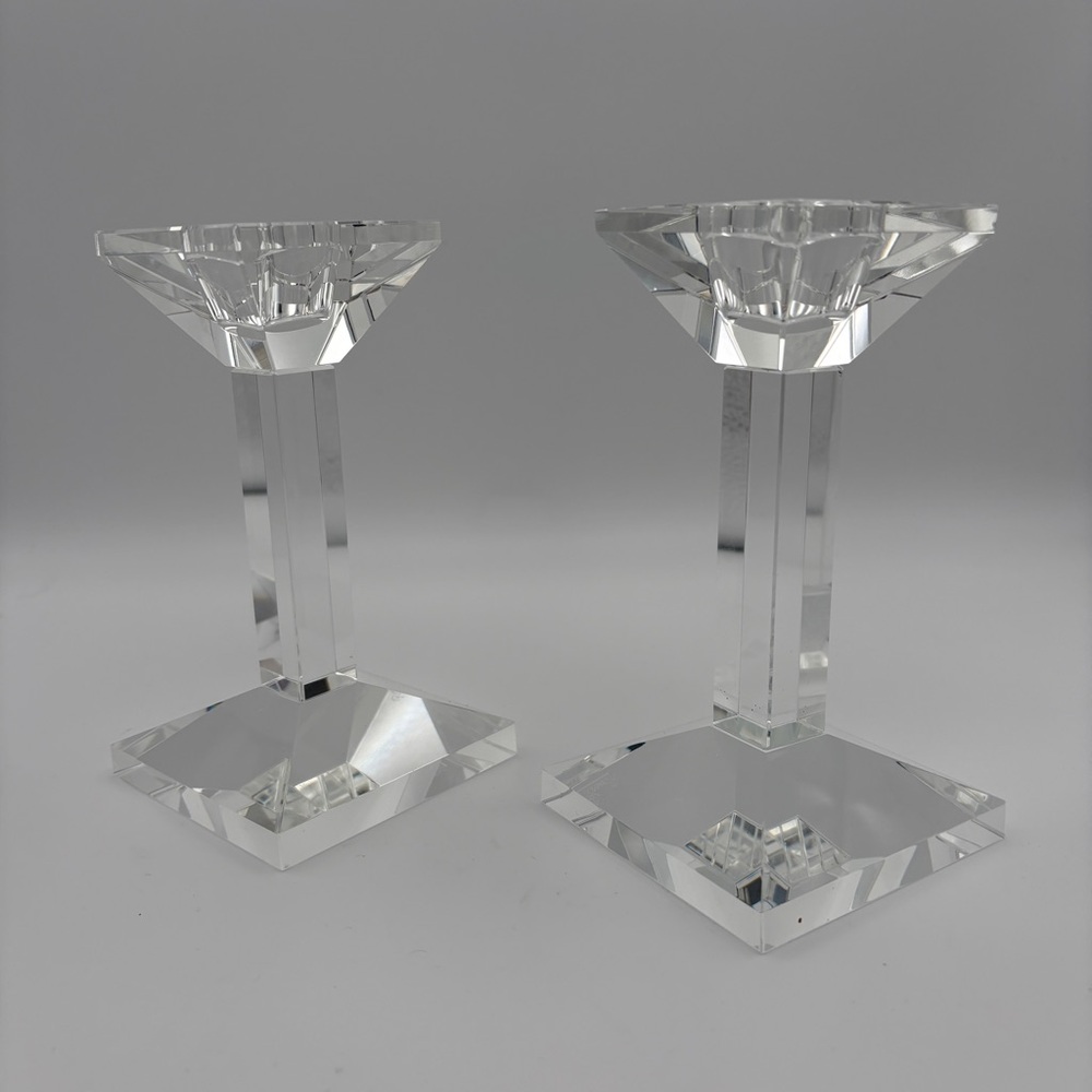 Rosenthal Pair of Crystal Candlesticks 6 inch Classic
